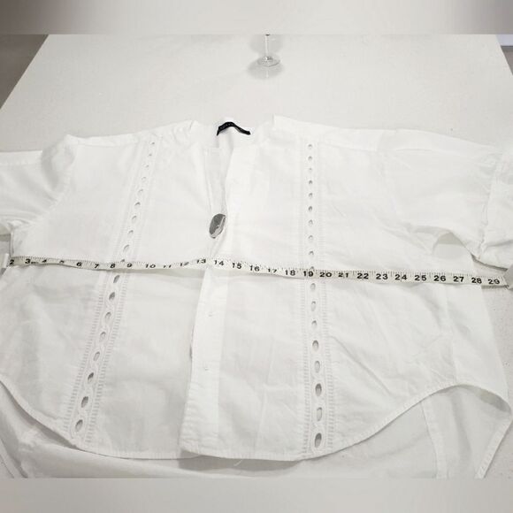 Zara Cotton V Neck Patty Blouse for Woman  size L - Picture 7 of 9
